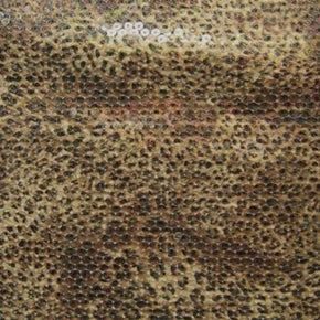  Beige/Brown Leopard Print 3mm Sequin on Polyester Spandex