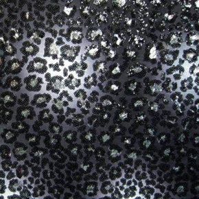  Black/Silver Leopard Print Sequins on Polyester Spandex