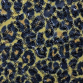  Gold/Black Leopard Print Sequins on Polyester Spandex