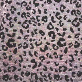  Grey Holographic Leopard Print Sequins on Polyester Spandex