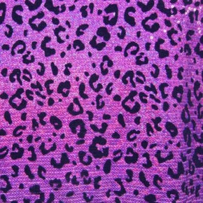  Purple/Black Holographic Leopard Print Sequins on Polyester Spandex