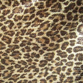  Brown/Beige Shiny Leopard Print 2mm Sequins on Polyester Spandex