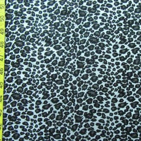 Blue/Grey Leopard Print on Cotton Terry Cloth