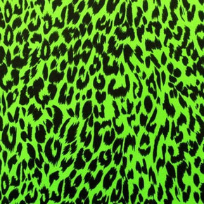  Black/Green Leopard Print on Polyester Spandex