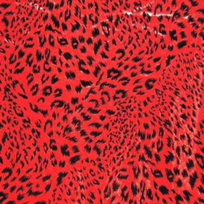  Red Shiny Leopard Print on Nylon Spandex