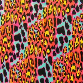  Turquoise/Black/Yellow Leopard Print on Polyester Spandex