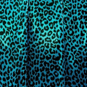  Turquoise/Black Shiny Leopard Print on Nylon Spandex