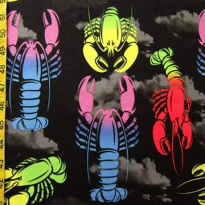 Multi-Colored Lobster Print on Polyester Spandex