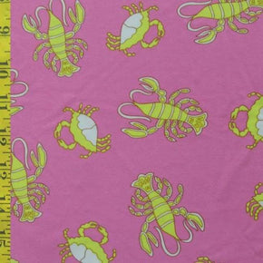  Pink Lobster Print on Polyester Spandex