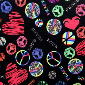  Love & Peace/Black Love & Peace Print on Polyester Spandex
