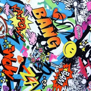 Multi-Colored Graffiti Printed Chiffon