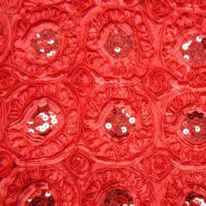  Red Fancy Embroidery & Sequins on Lace