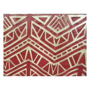  Red/Nude Geometric Pleather Patch on Polyester Mesh