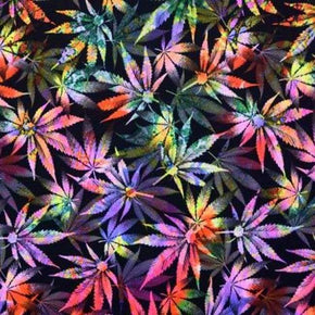 Multi-Colored Marijuana Printed Chiffon