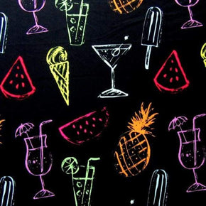 Black/Neon Martini Neon Signs Print on Polyester Spandex