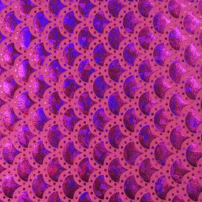  Fuchsia/Purple Holographic Mermaid Dot Metallic Foil on Nylon Spandex