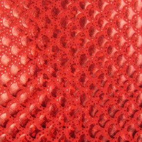  Red Holographic Mermaid Dot Metallic Foil on Nylon Spandex