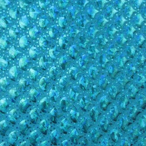  Turquoise Holographic Mermaid Dot Metallic Foil on Nylon Spandex