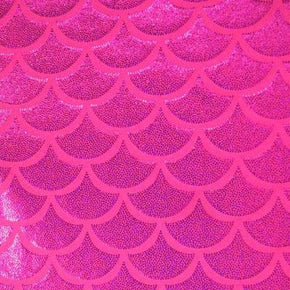  Neon Pink Mermaid Holographic Print on Nylon Spandex