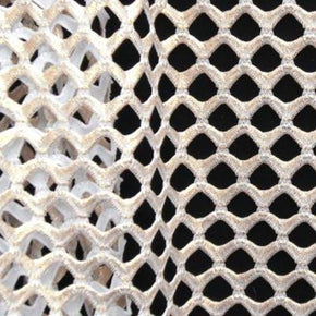  White/Gold Metallic Cabaret Big Hole Mesh 