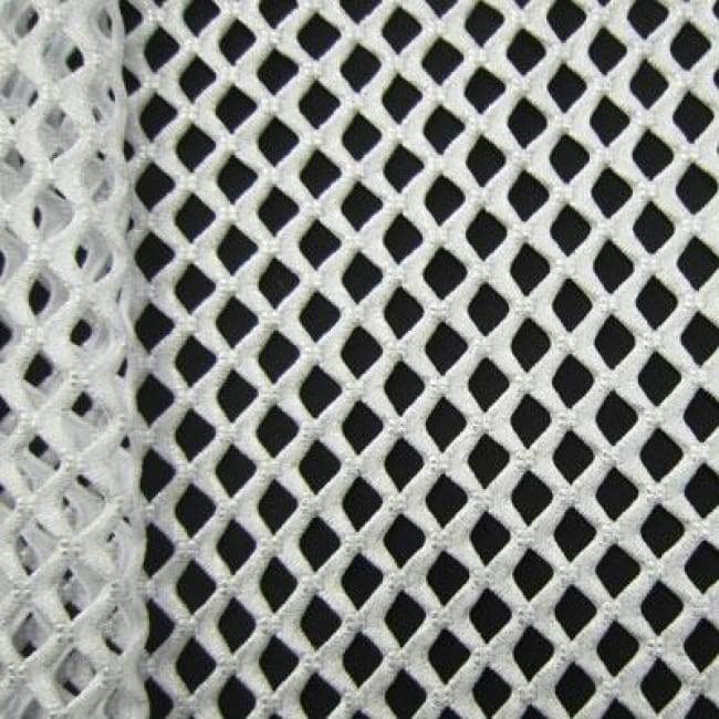 Metallic Cabaret Big Hole Mesh, 4 Way Stretch, White/Silver