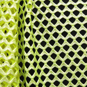  Silver/Neon Yellow Metallic Foil Cabaret Big Hole Mesh on Mesh