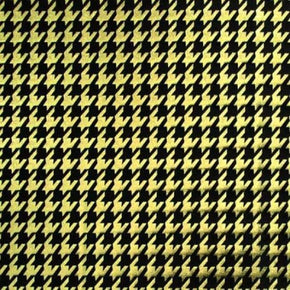  Gold/Black Metallic Houndstooth Metallic Foil on Nylon Spandex