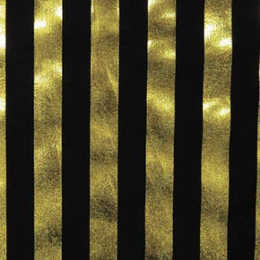  Gold/Black Metallic Foil .75" Stripes on Nylon Spandex