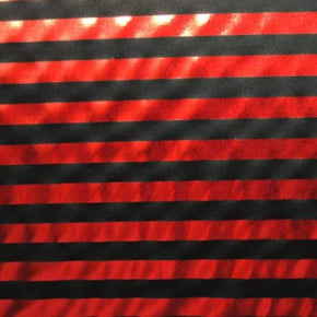  Red/Black .75" Metallic Foil Stripes on Nylon Spandex