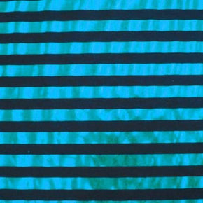  Turquoise/Black .75" Metallic Foil Stripes on Nylon Spandex