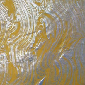  Gold/Silver Metallic Swirl Magma Metallic Foil on Nylon Spandex