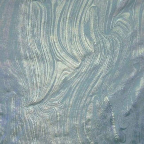  Light Blue/Silver/Blue Metallic Swirl Magma Metallic Foil on Nylon Spandex