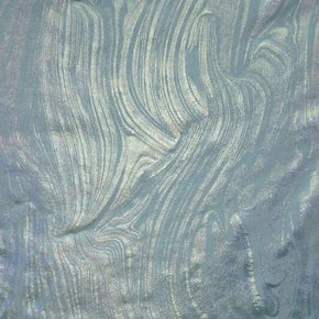  Light Blue/Silver/Blue Metallic Swirl Magma Metallic Foil on Nylon Spandex
