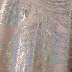  Light Pink/Silver/Pink Metallic Swirl Magma Metallic Foil on Nylon Spandex