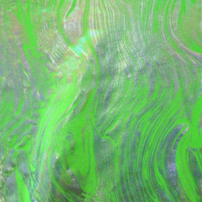  Neon Green/Silver Metallic Swirl Magma Metallic Foil on Nylon Spandex