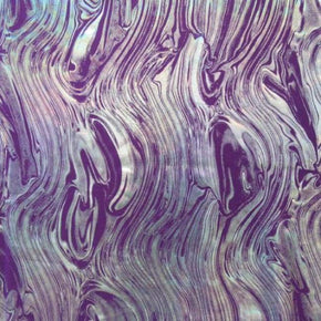  Purple/Silver Metallic Swirl Magma Metallic Foil on Nylon Spandex