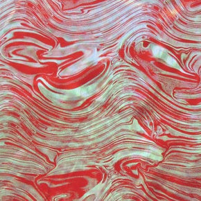  Red/Silver/Red Metallic Swirl Magma Metallic Foil on Nylon Spandex
