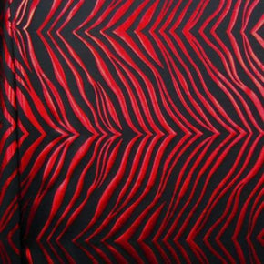 Red/Black/ Metallic Foil Zebra Print on Nylon Spandex
