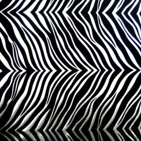  Silver/Black Metallic Foil Zebra Print on Nylon Spandex