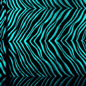  Turquoise/Black Metallic Foil Zebra Print on Nylon Spandex