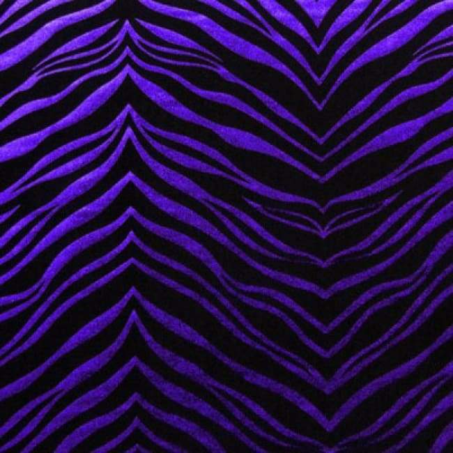 Metallic Foil Zebra Print On Nylon Spandex, 4 Way Stretch, Purple/Black