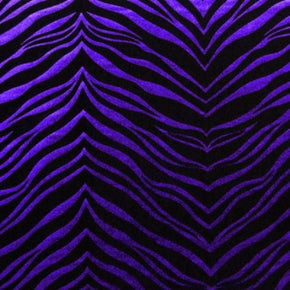  Purple/Black Metallic Foil Zebra Print on Nylon Spandex