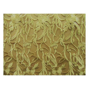  Gold Fancy Embroidery with Scalloped Sides on Polyester Mesh