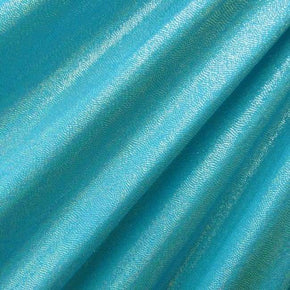  Turquoise/Silver Solid Colored Mirror Metallic Foil on Nylon Spandex