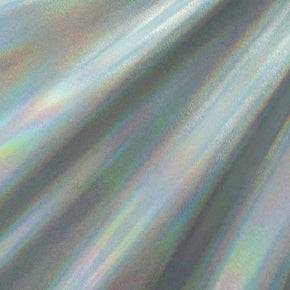  White/Silver Solid Colored Mirror Metallic Foil on Nylon Spandex