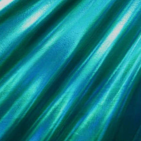  Turquoise/Black Mirror Metallic Foil on Polyester Spandex