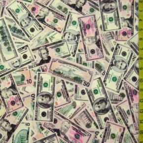 Multi-Colored Money Print on Polyester Spandex