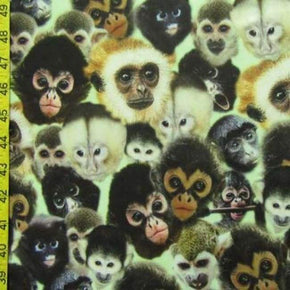 Multi-Colored Monkeys Print on Polyester Spandex