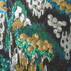 Multi-Colored Color Sequins on Mesh on Polyester Mesh