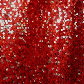  Red/Silver Solid Color Sequins on Polyester Spandex